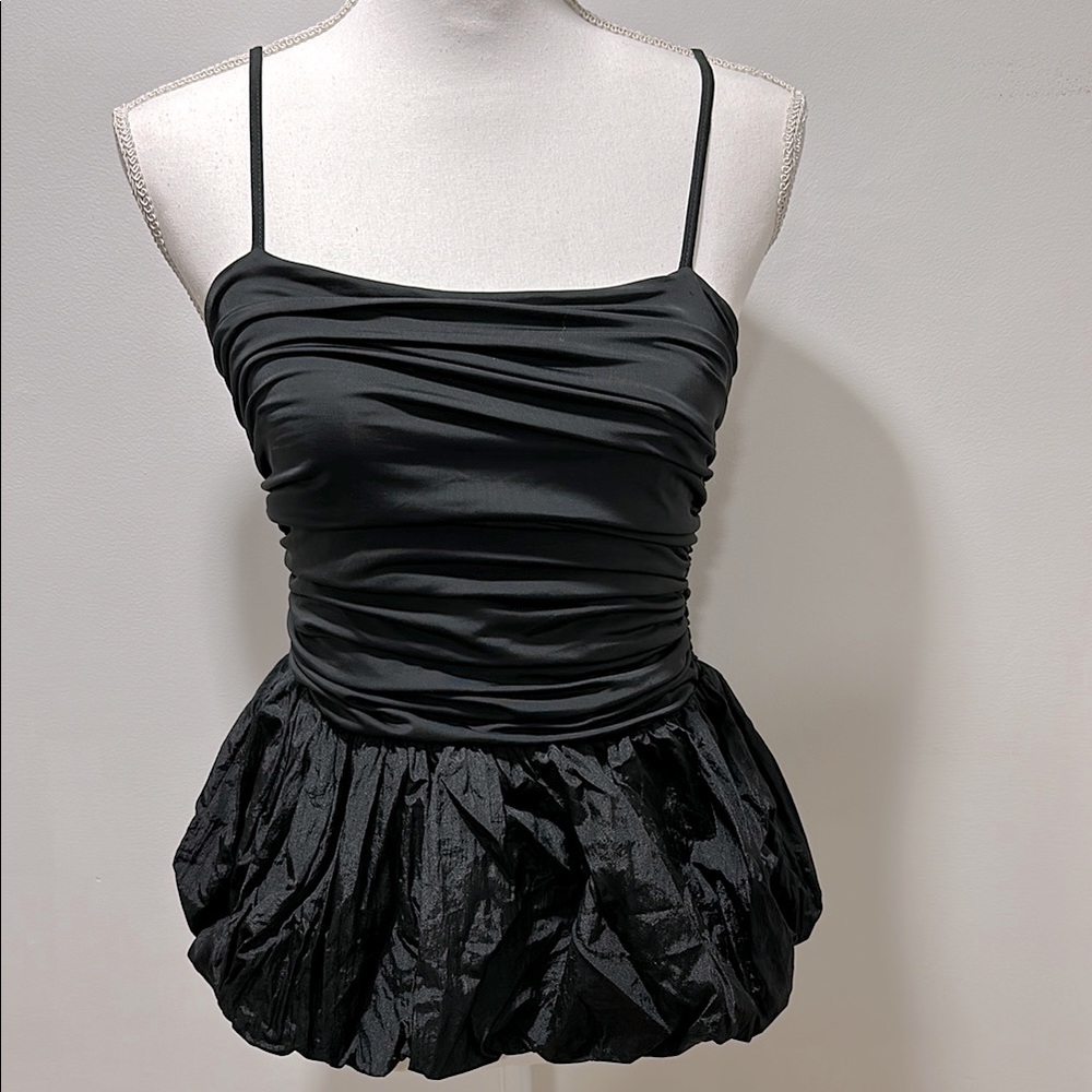 Future Collective Womens Strappy Tank Babydoll Top Size Small Black Fairy Whimsy